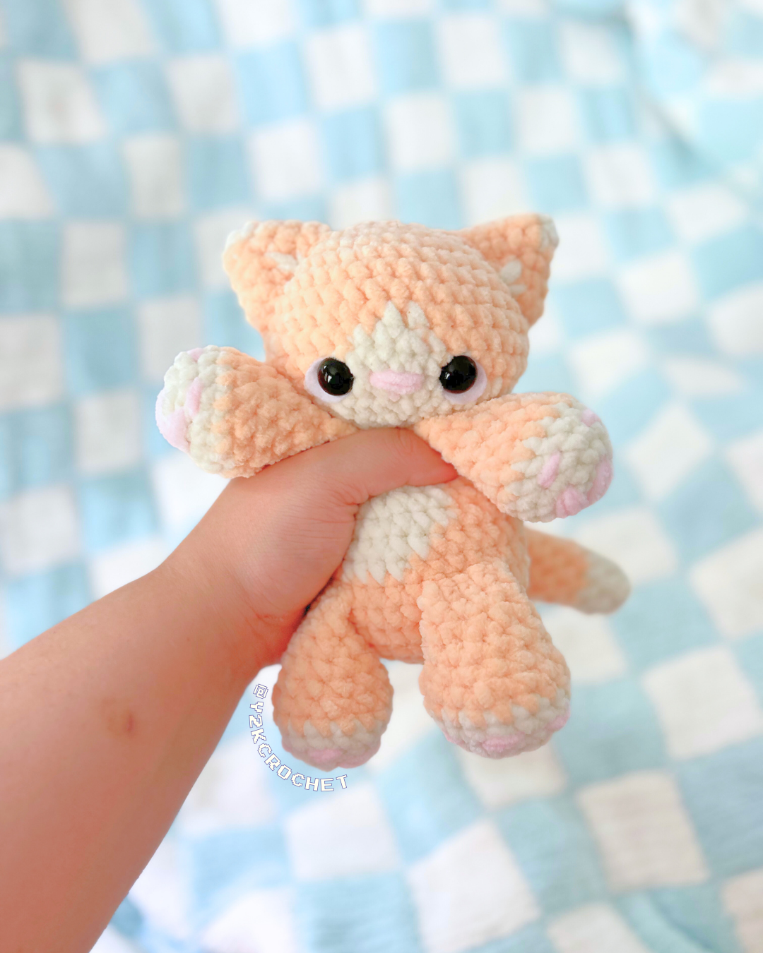 Oslo the Baby Kitty Plushie - Crochet Orange Tuxedo Cat Plushie