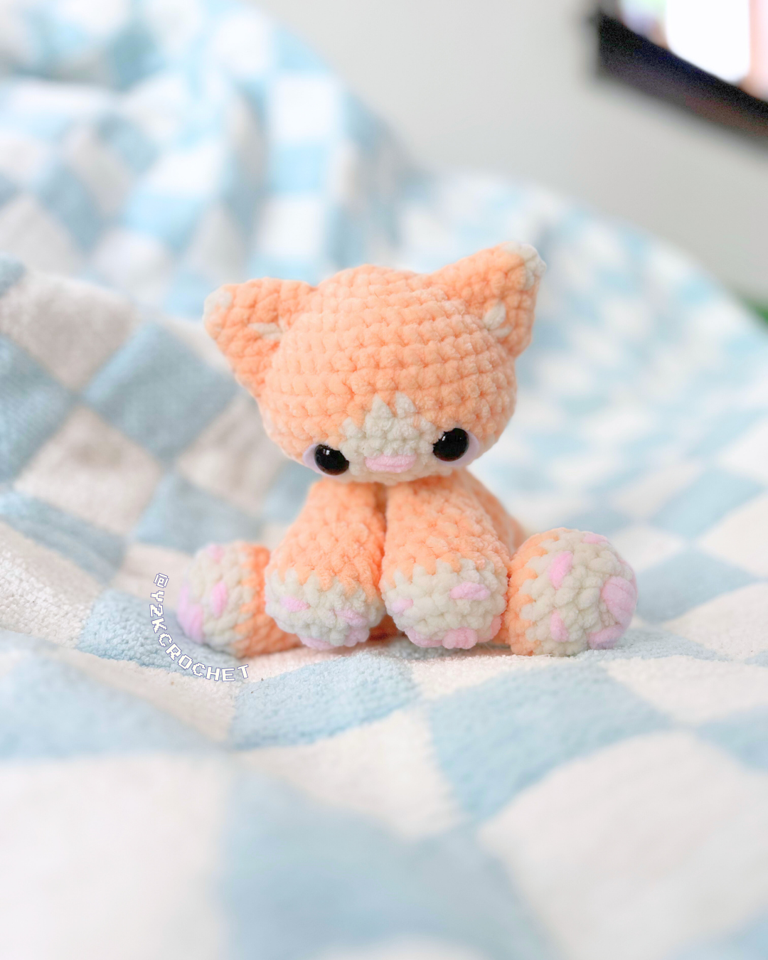 Oslo the Baby Kitty Plushie - Crochet Orange Tuxedo Cat Plushie