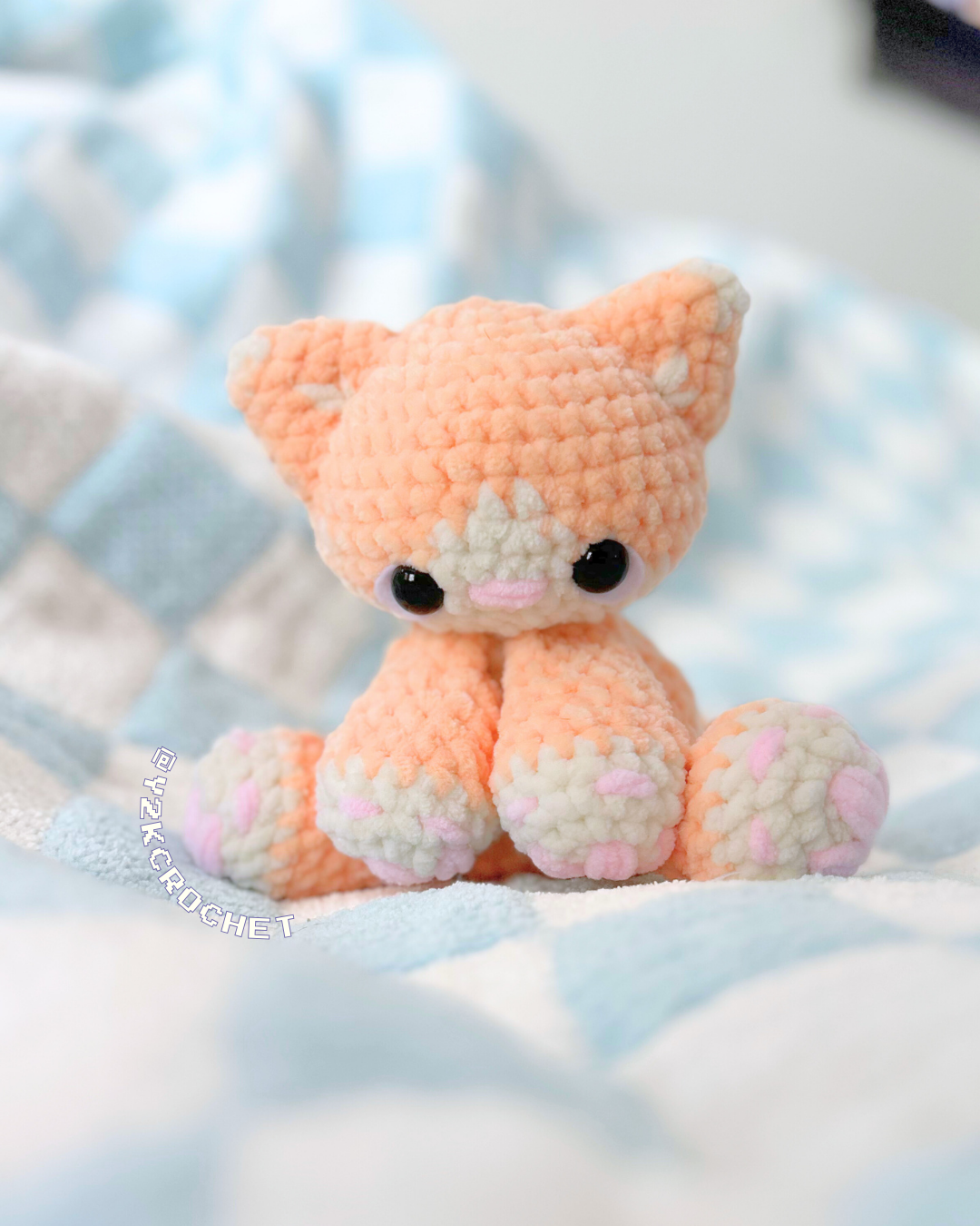 Oslo the Baby Kitty Plushie - Crochet Orange Tuxedo Cat Plushie