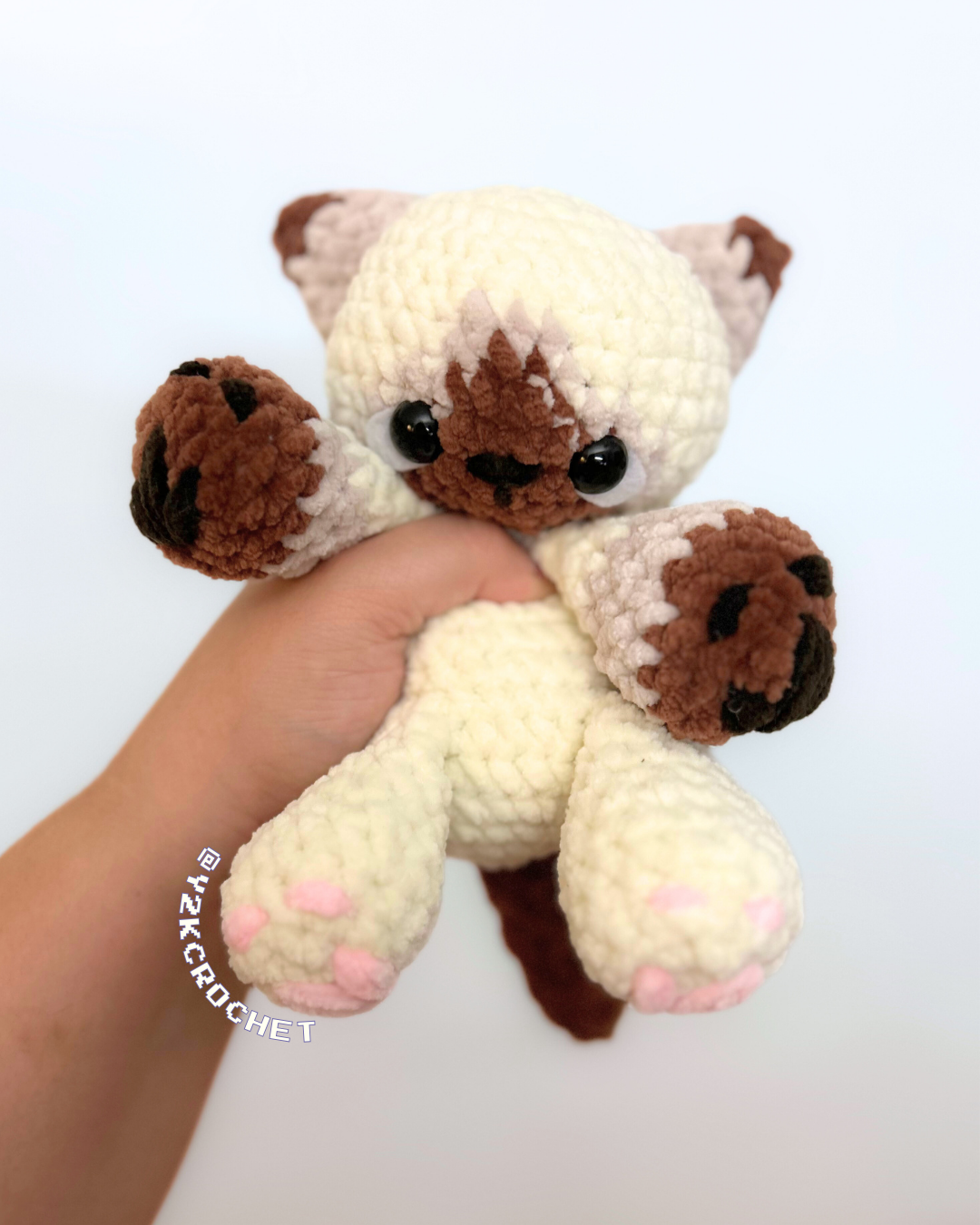 Sesame the Baby Siamese Kitty Plushie - Crochet Siamese Cat Plushie