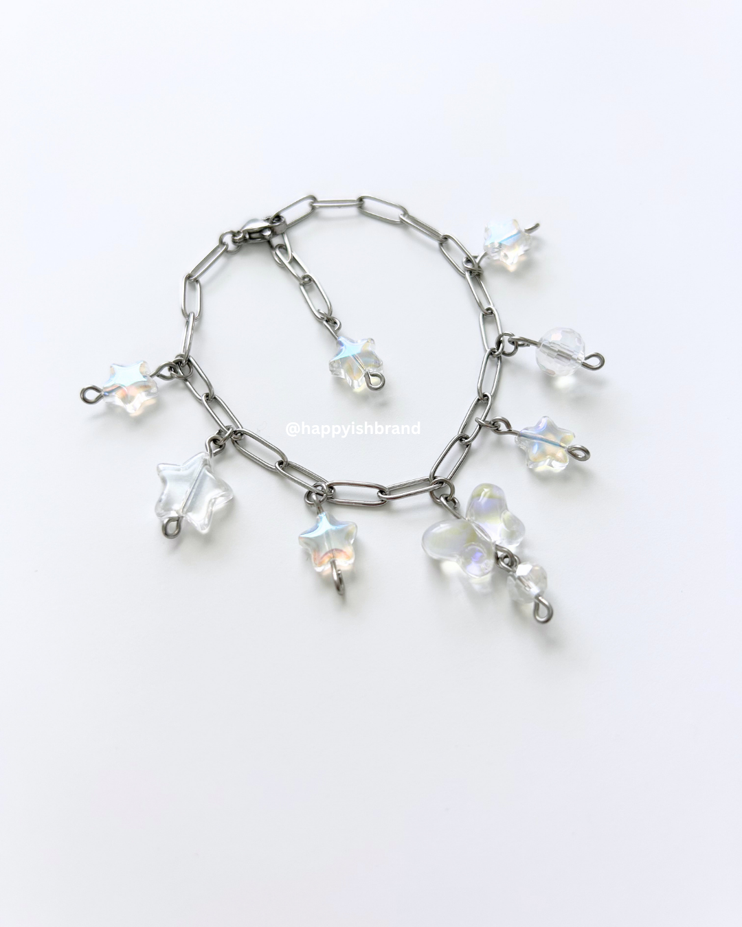 Translucent Stars - Handmade Glass Bead Charm Bracelet