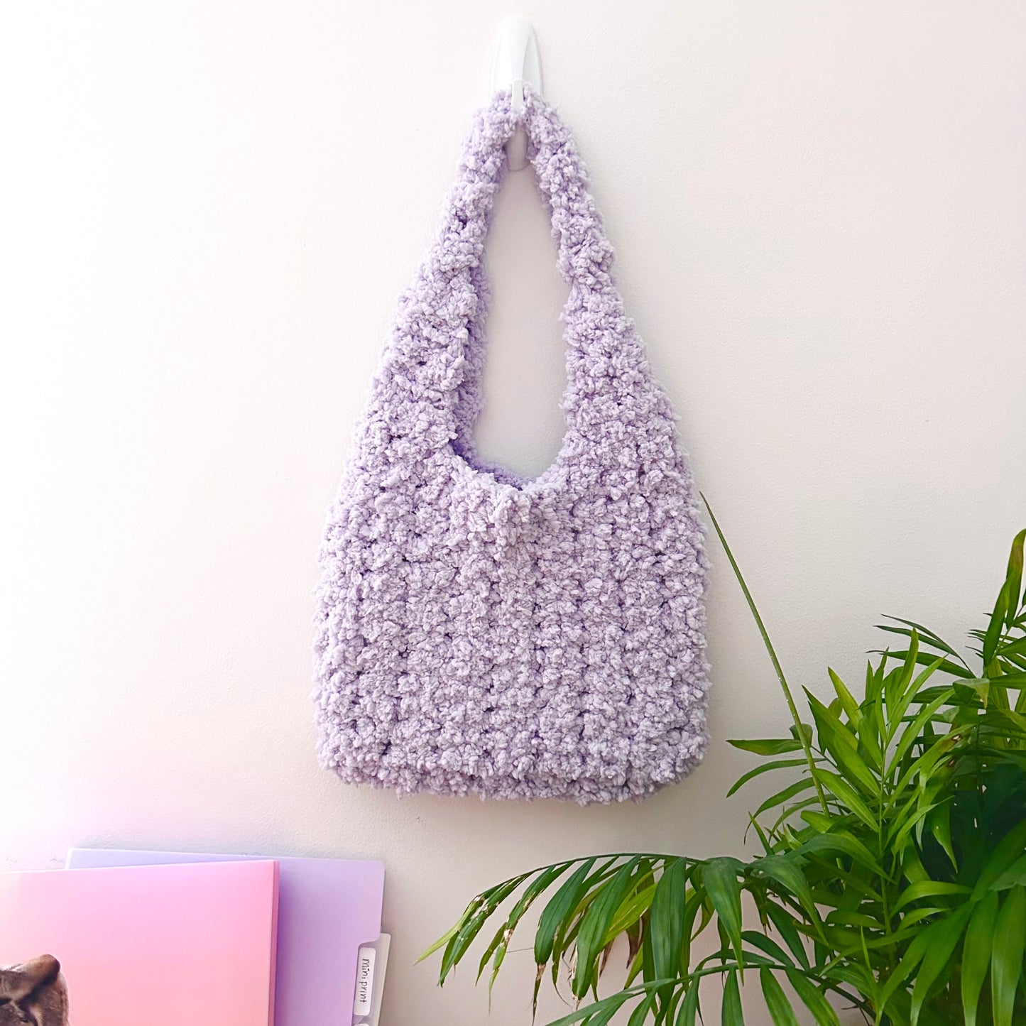 Lilac Crochet Teddy Bag