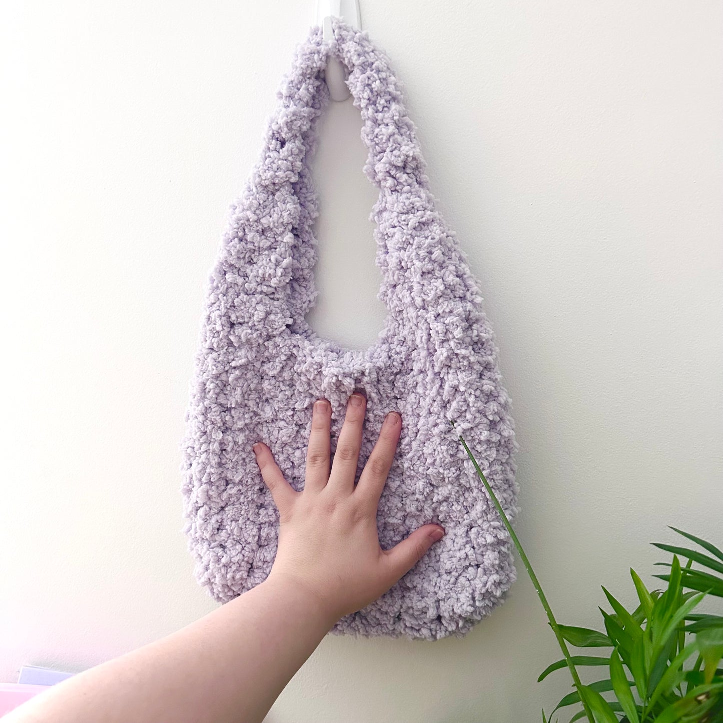 Lilac Crochet Teddy Bag