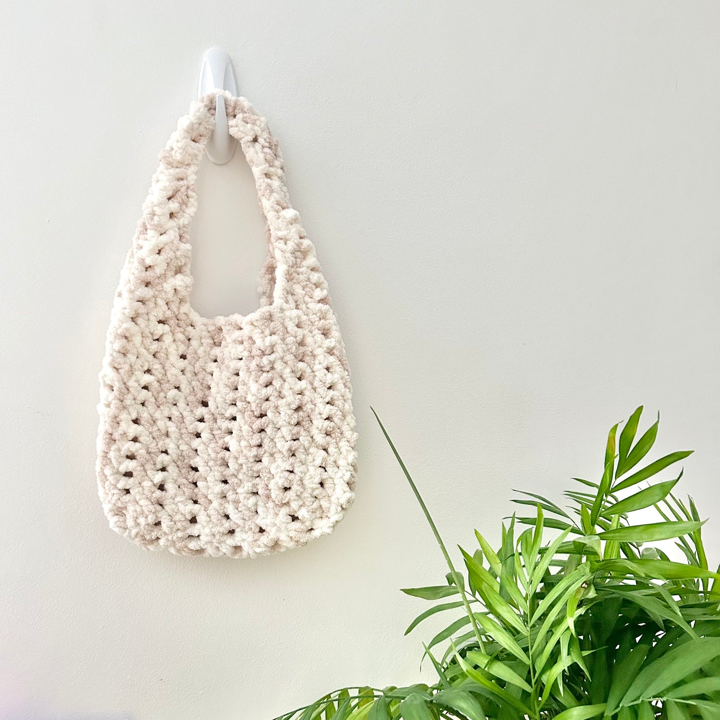 Cream Crochet Tote Bag