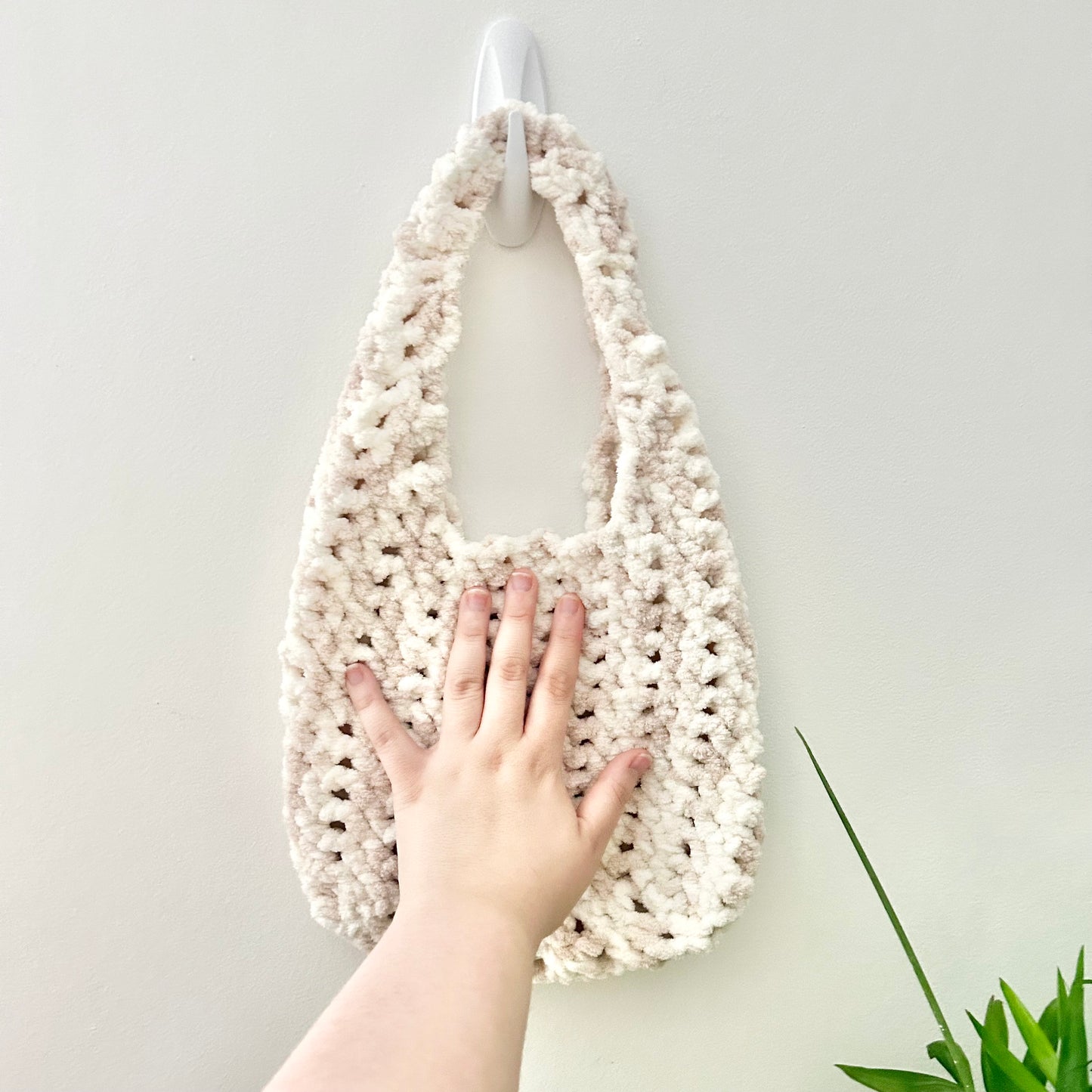 Cream Crochet Tote Bag