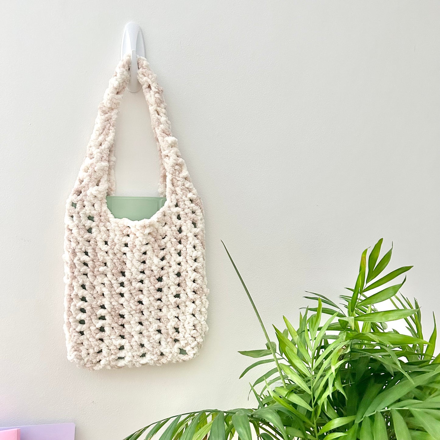Cream Crochet Tote Bag