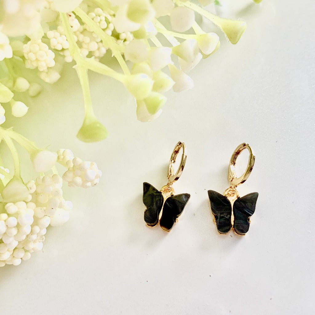 Gold Dainty Butterfly Huggies