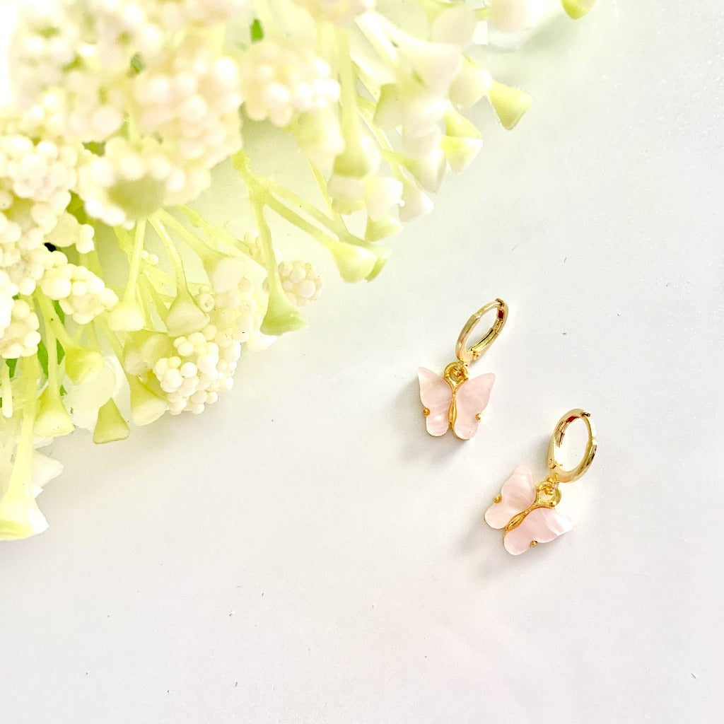 Gold Dainty Butterfly Huggies
