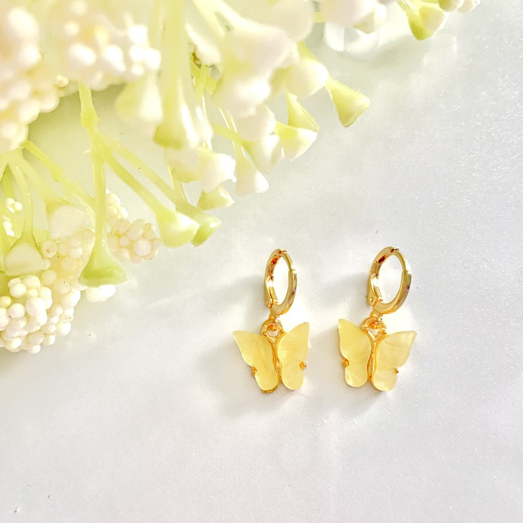 Gold Dainty Butterfly Huggies