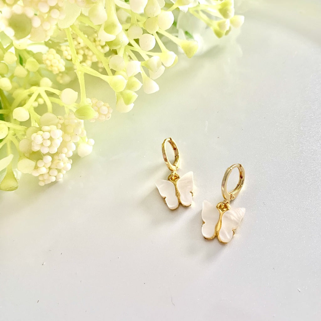Gold Dainty Butterfly Huggies