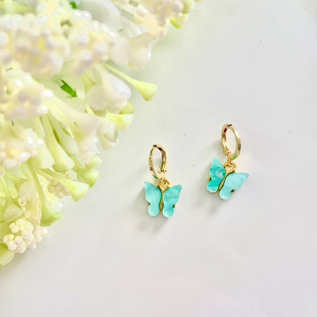 Gold Dainty Butterfly Huggies