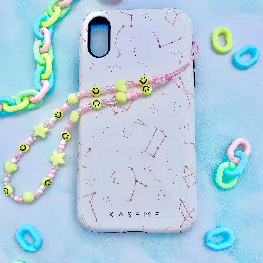 Pink Kawaii Smiley Face Phone Charm