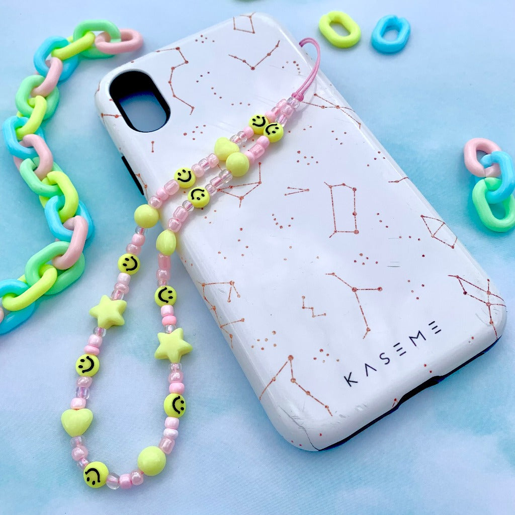 Pink Kawaii Smiley Face Phone Charm
