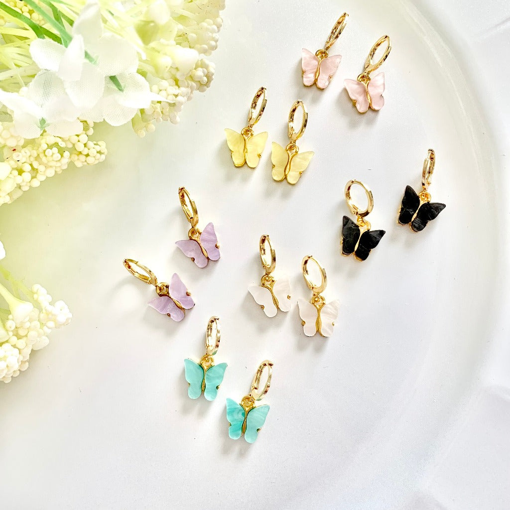 Gold Dainty Butterfly Huggies