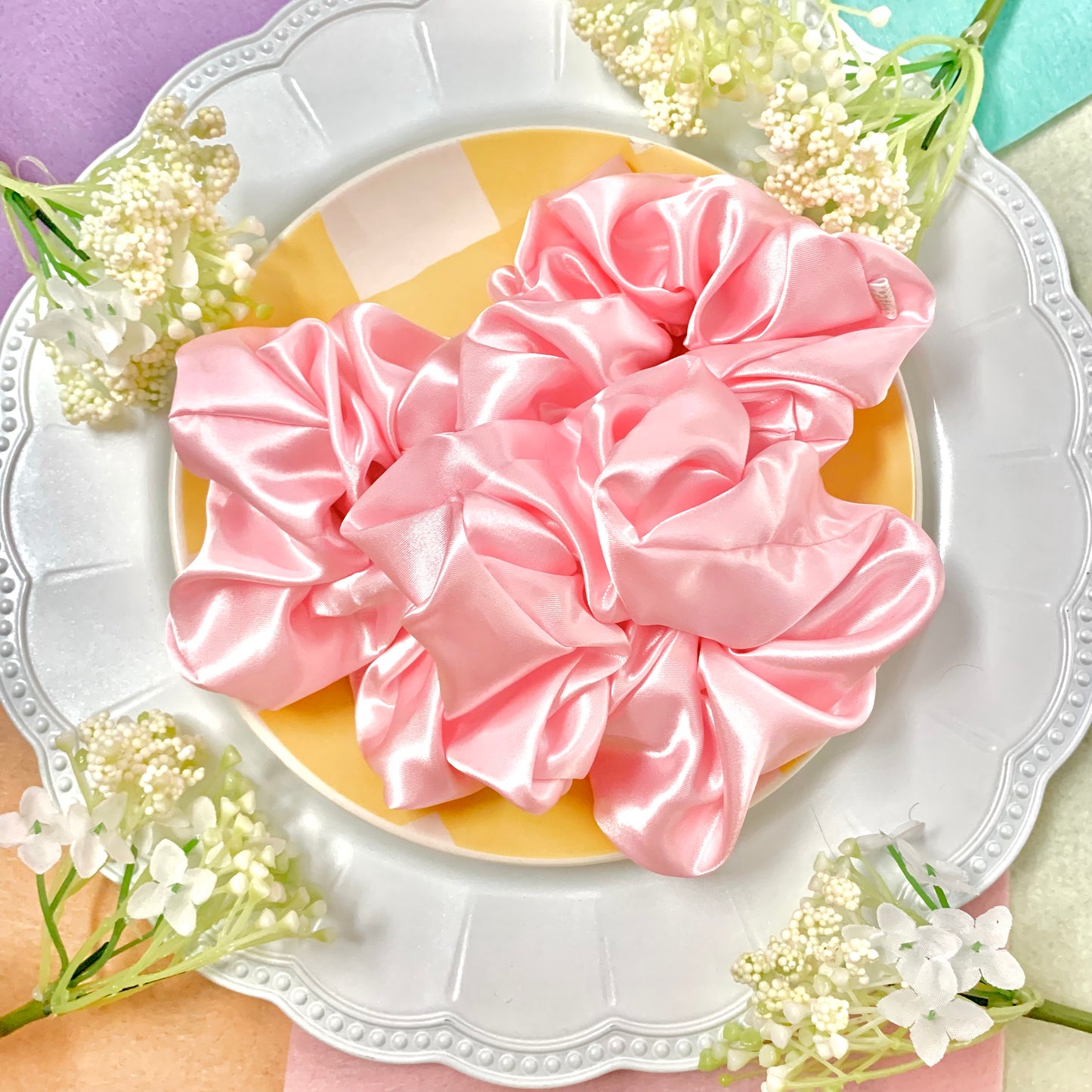 Anna Pink Satin XL Scrunchie
