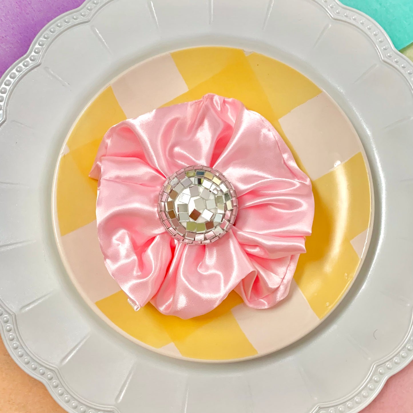 Anna Pink Satin XL Scrunchie