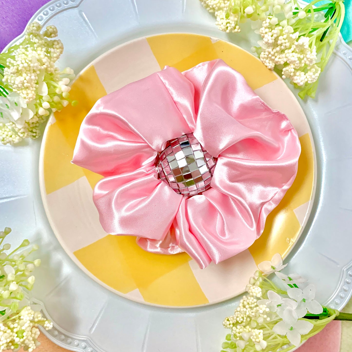 Anna Pink Satin XL Scrunchie