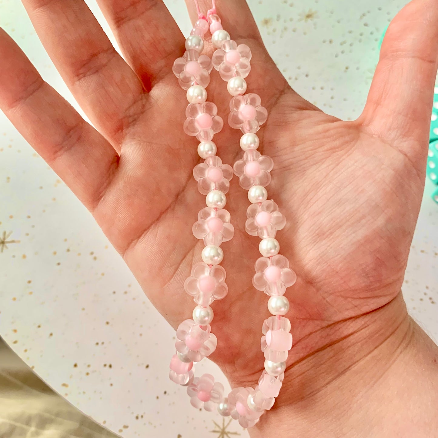 Pink Flower Phone Charm