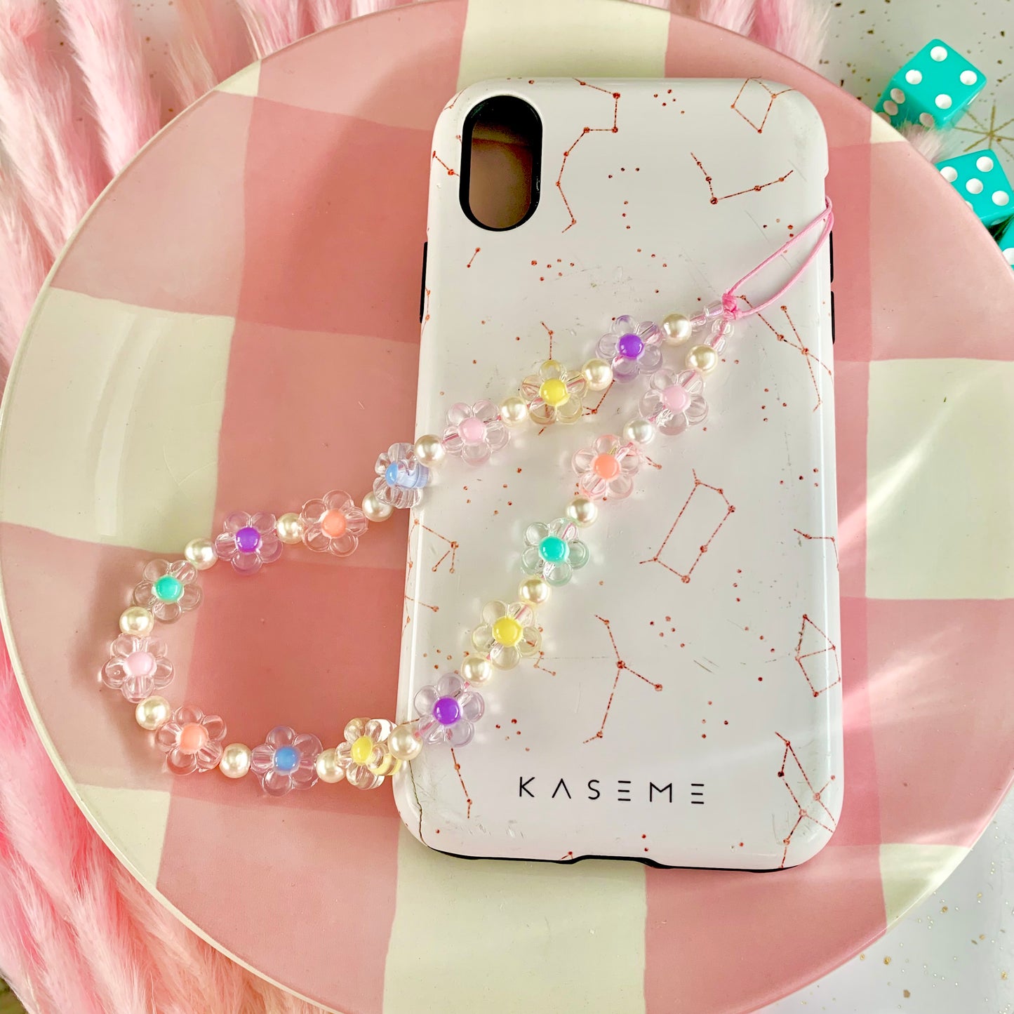 Rainbow Flower Phone Charm