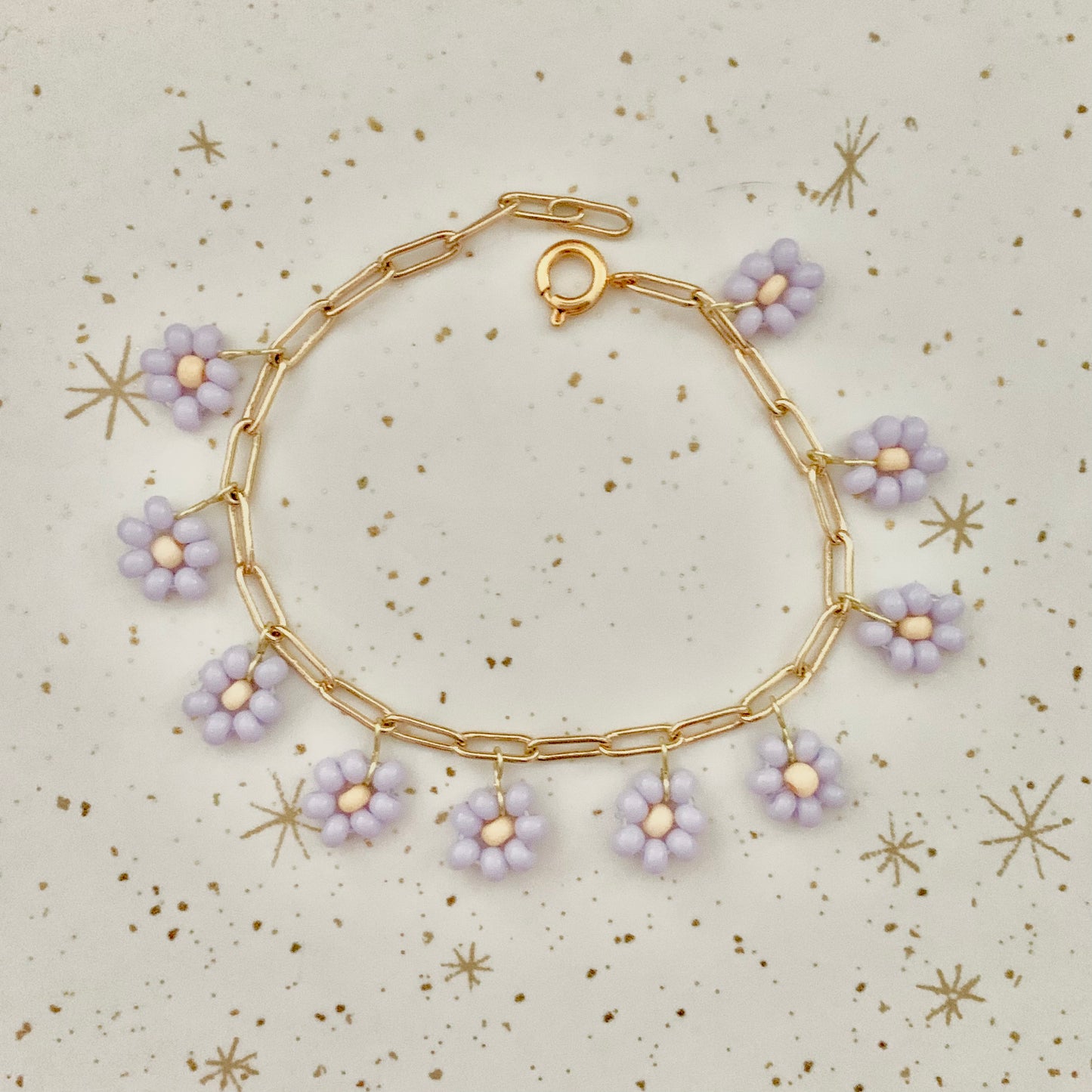 Dainty Daisy Chain Charm Bracelet