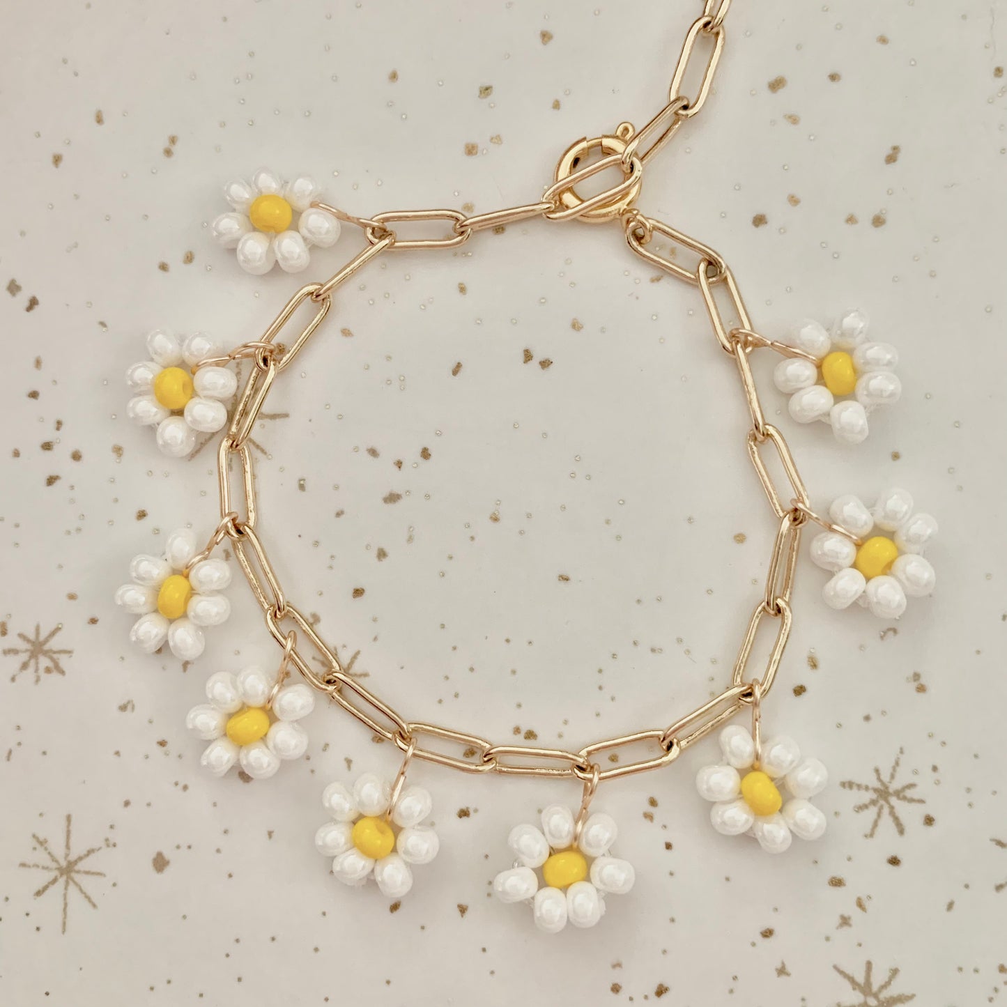 Dainty Daisy Chain Charm Bracelet