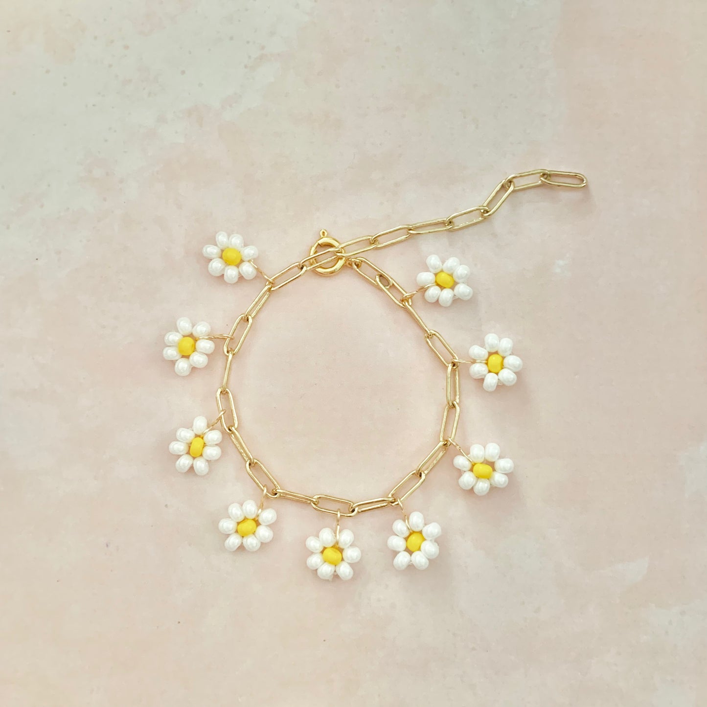Dainty Daisy Chain Charm Bracelet