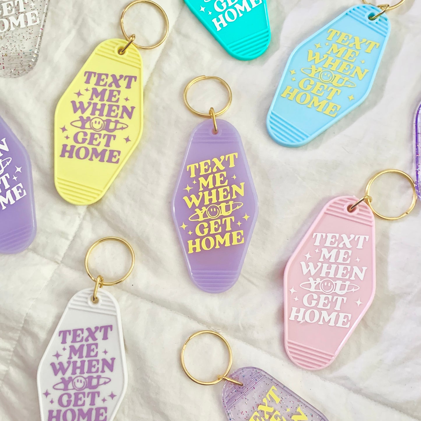 "Text Me When You Get Home" | Retro Motel Keychain
