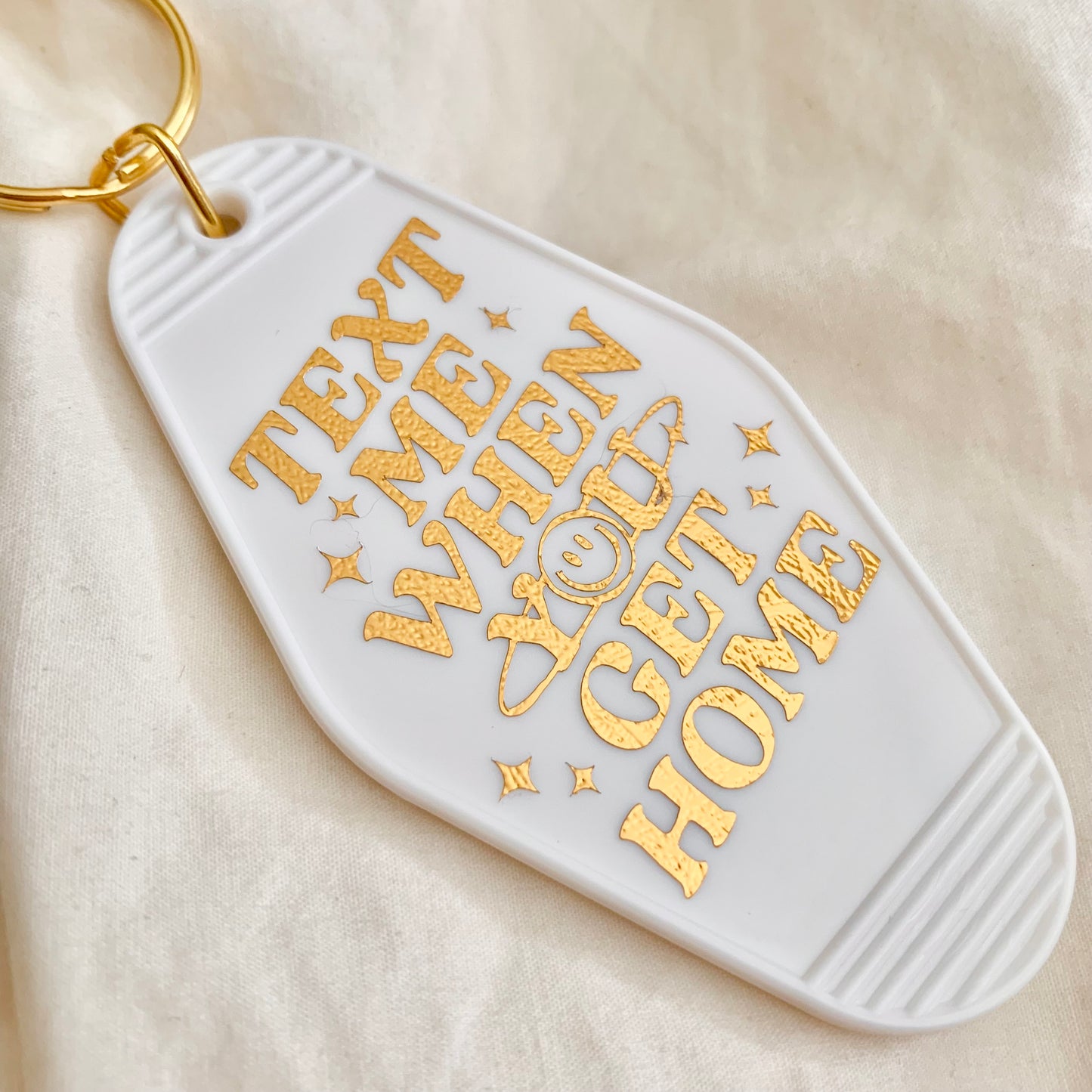 "Text Me When You Get Home" | Retro Motel Keychain