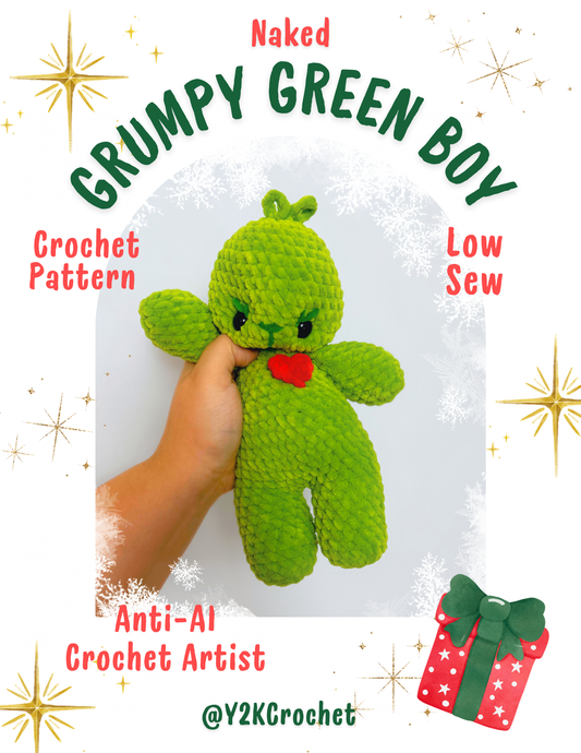 DIGITAL PATTERN: Grumpy Green Boy - PDF Christmas Crochet Pattern