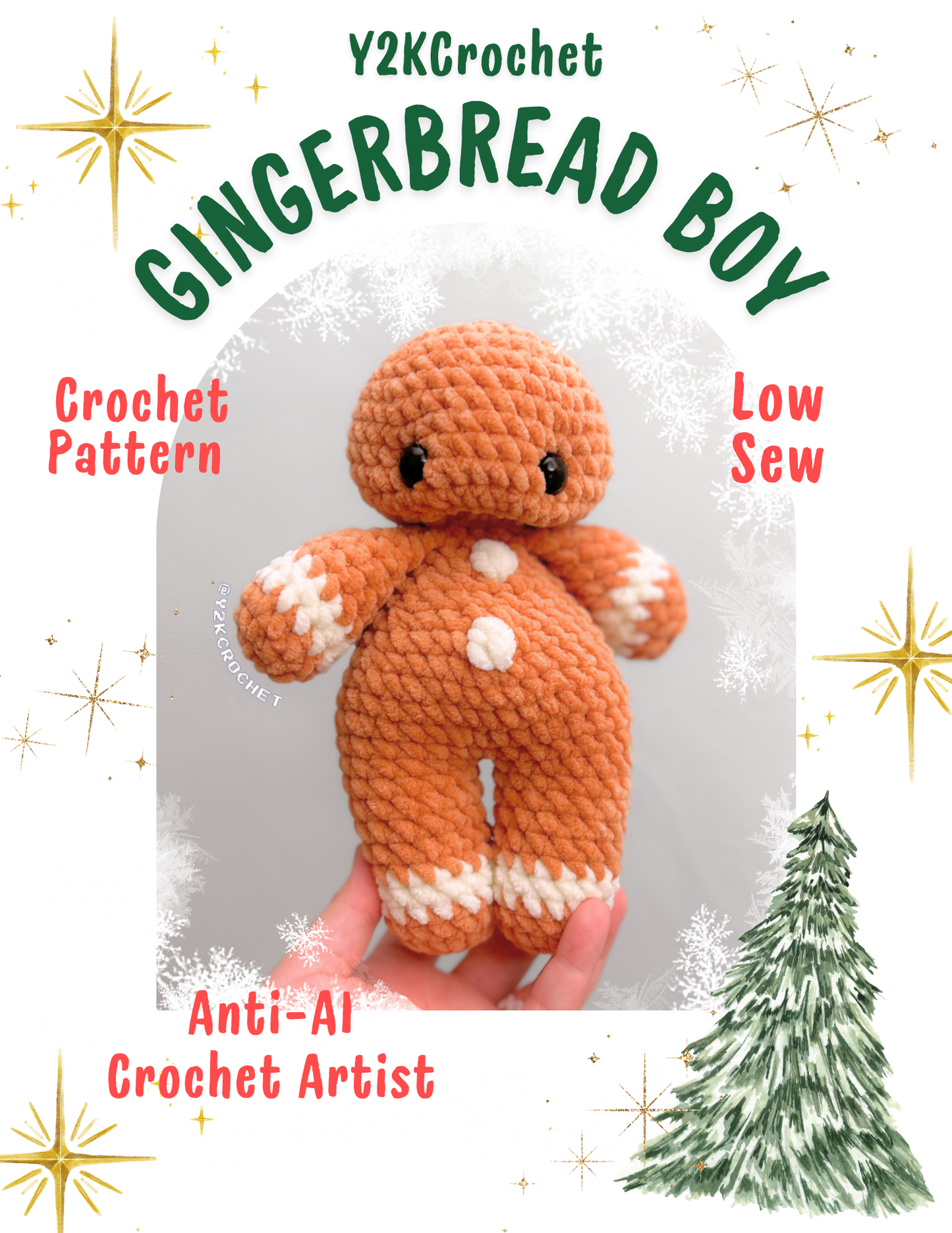 DIGITAL PATTERN: Grady the Gingerbread Man - PDF Crochet Pattern