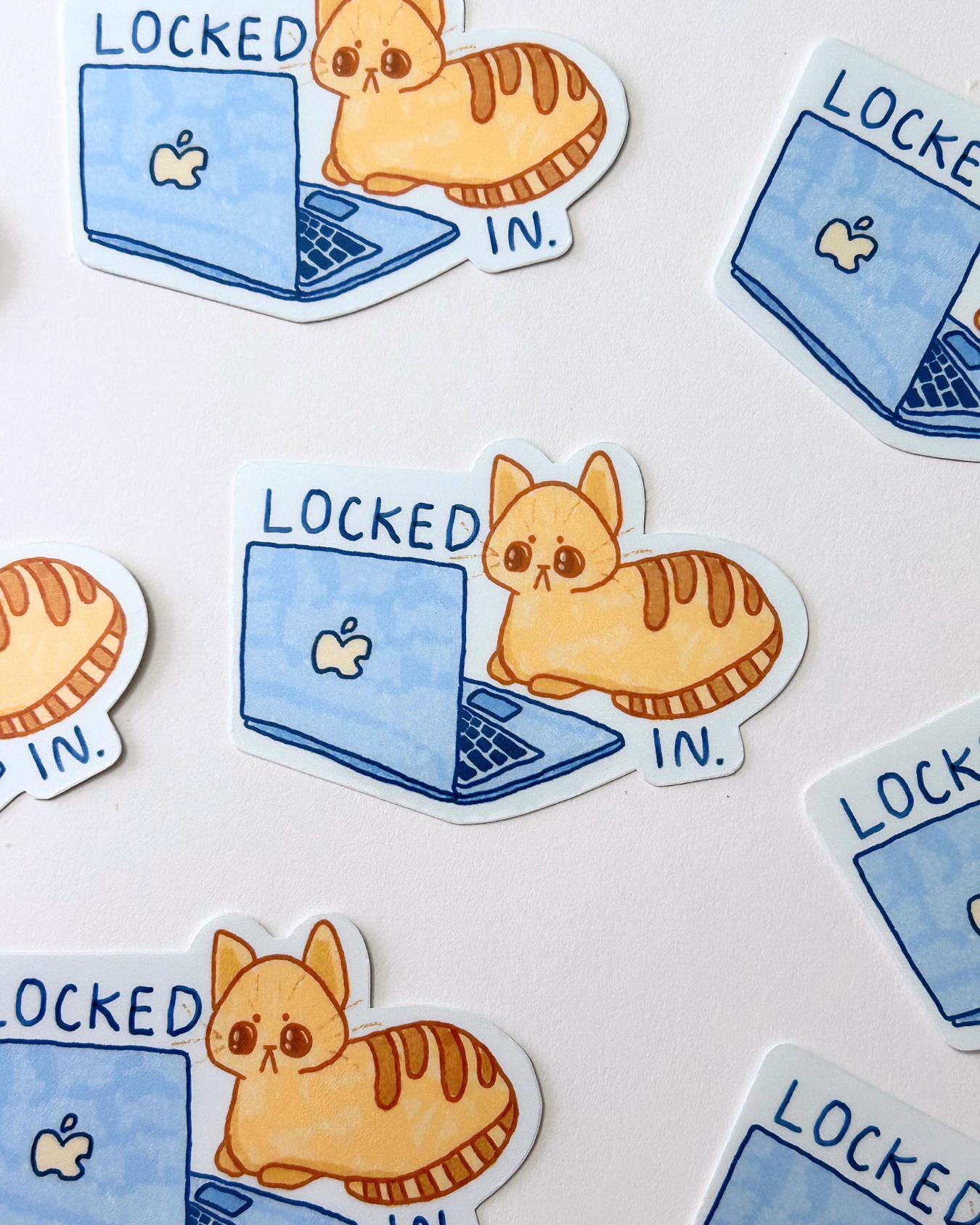 Locked In Working - Funny Cat Sticker