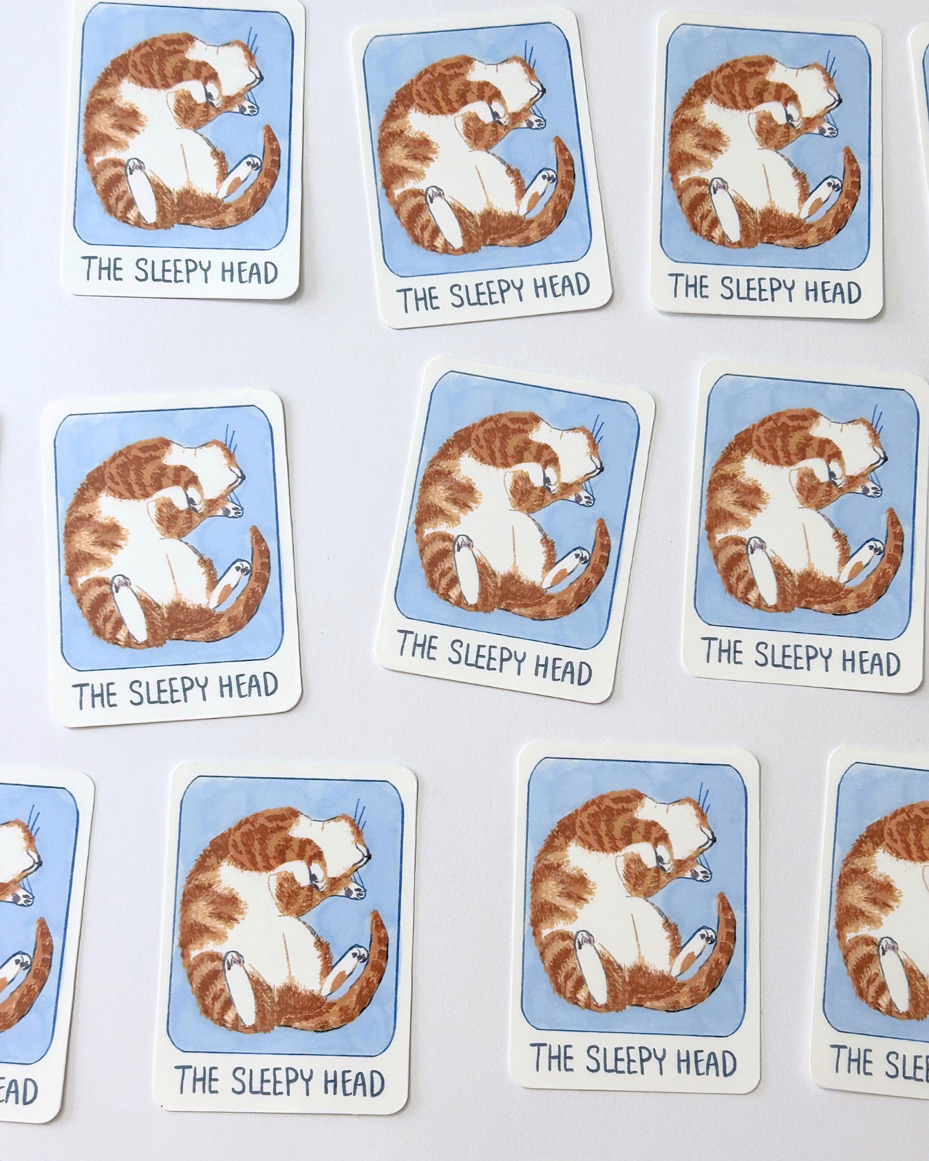 The Sleepy Head Tarot Card - Witchy Cat Sticker
