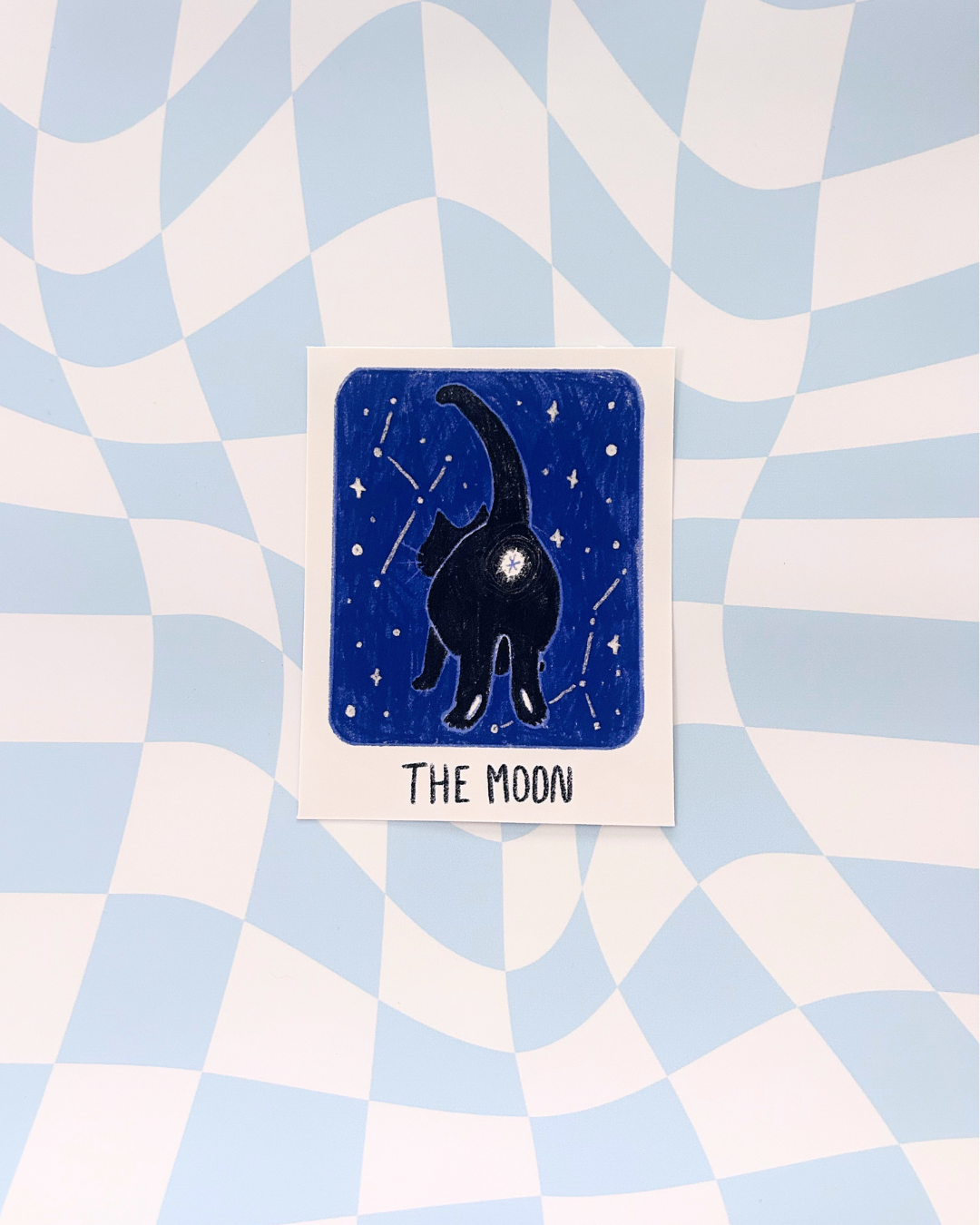 The Moon Art Print - Witchy Black Cat Tarot Card