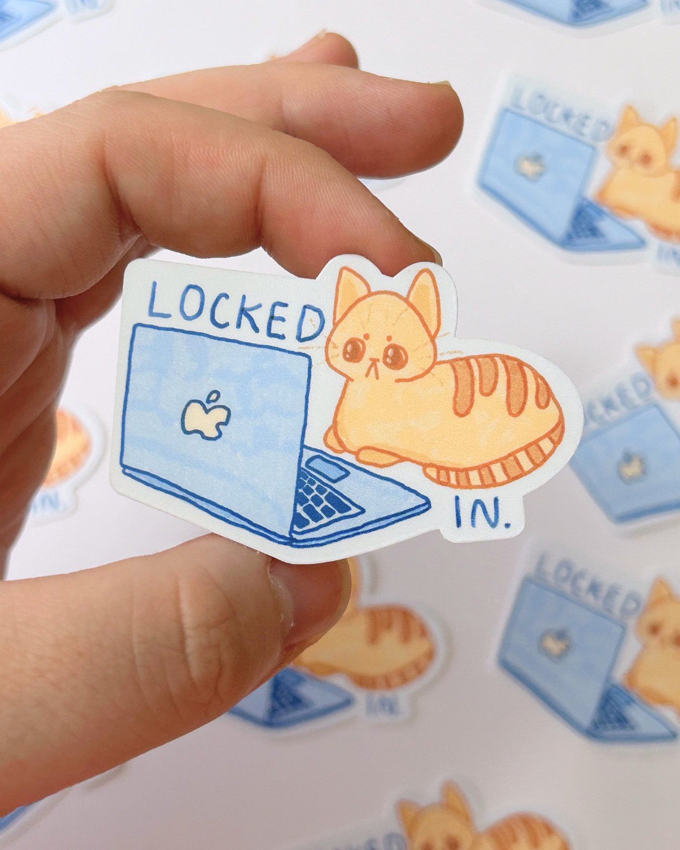 Locked In Working - Funny Cat Sticker