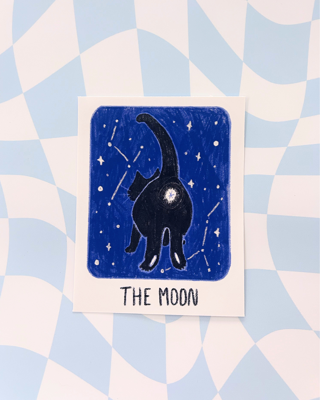 The Moon Art Print - Witchy Black Cat Tarot Card