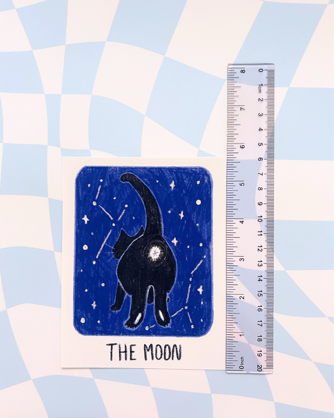 The Moon Art Print - Witchy Black Cat Tarot Card