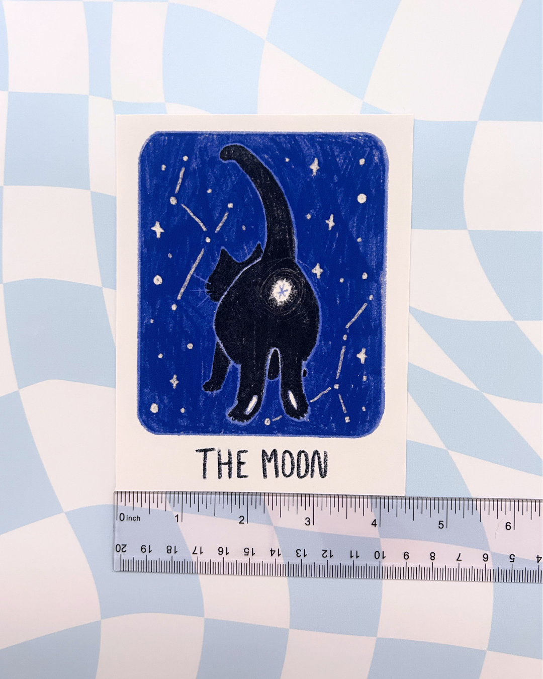The Moon Art Print - Witchy Black Cat Tarot Card