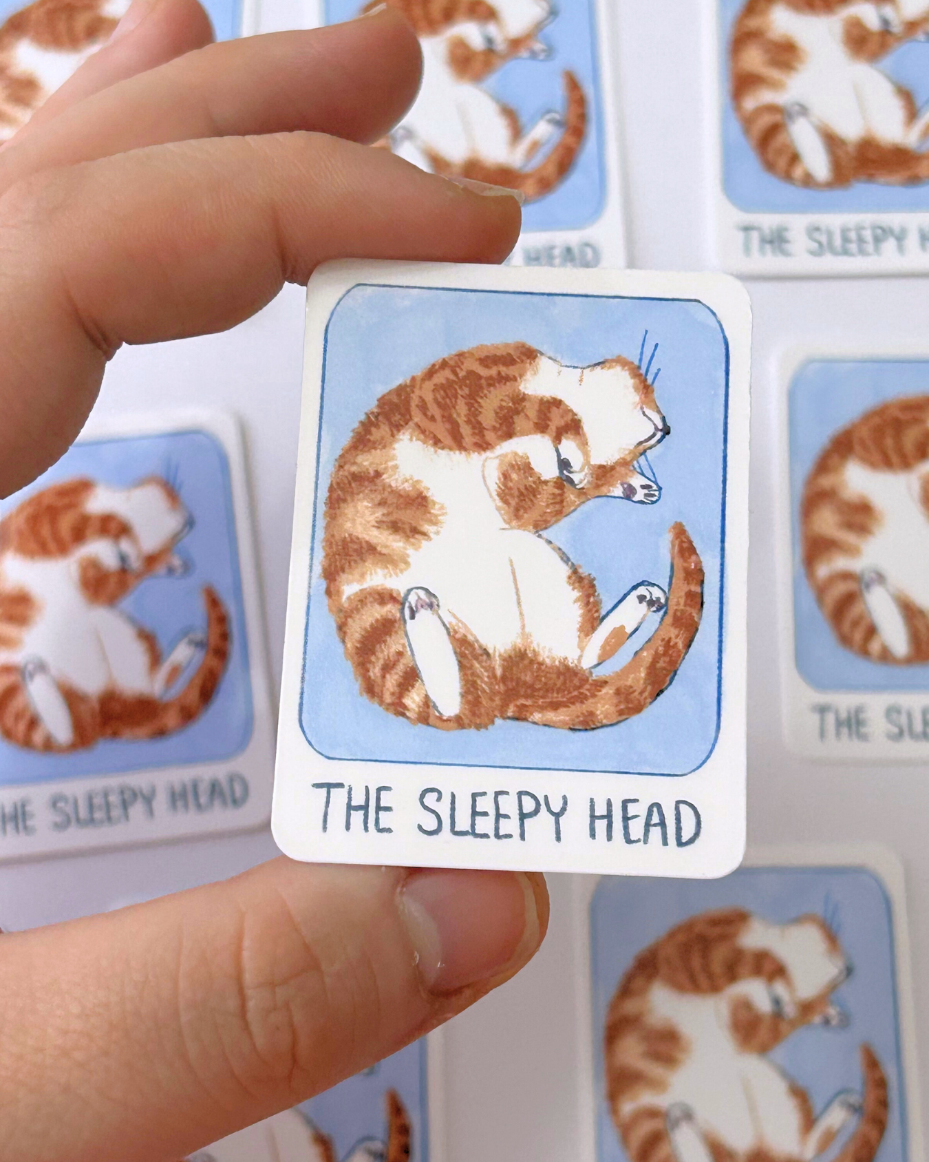 The Sleepy Head Tarot Card - Witchy Cat Sticker