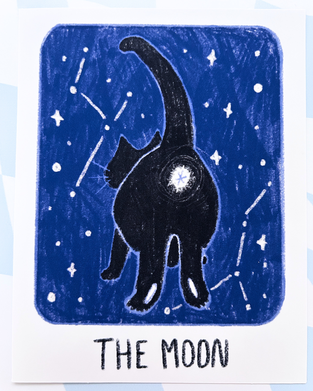The Moon Art Print - Witchy Black Cat Tarot Card