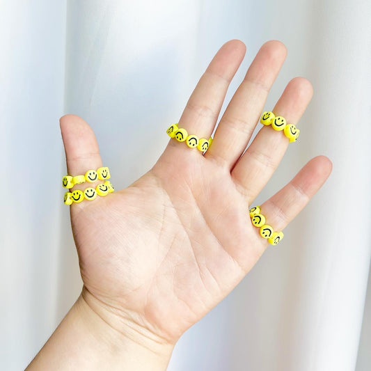 Smiley Face Stretchy Bead Ring