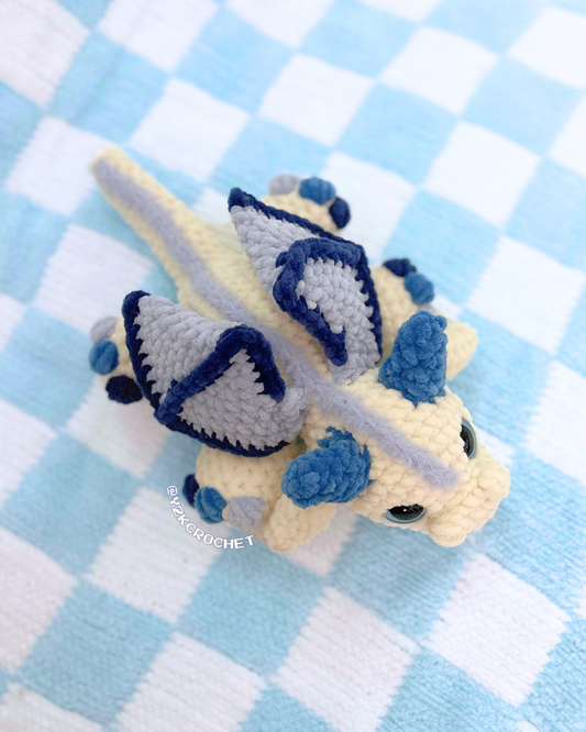 Azure the Blue Dragon Plush - Handmade Crochet Dragon Plushie