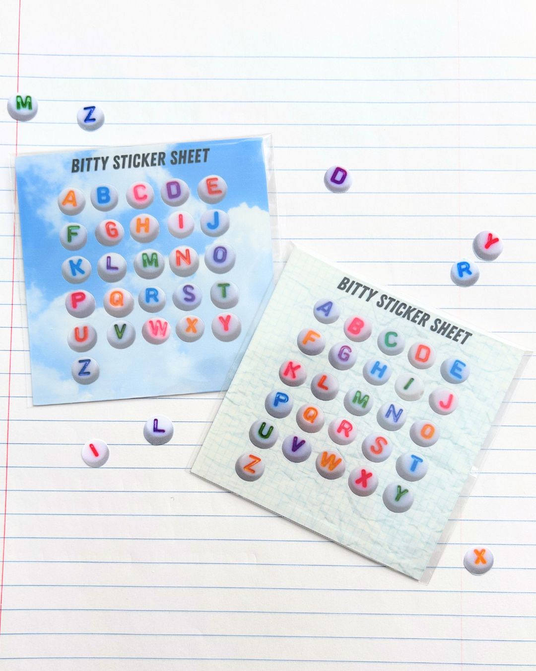 Alphabet Beads Mini Sticker Sheet - Junk Journal / Planner Letter Stickers