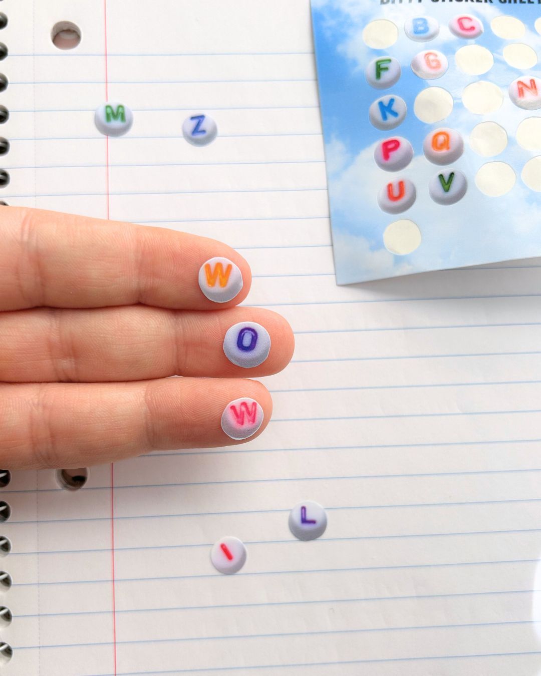 Alphabet Beads Mini Sticker Sheet - Junk Journal / Planner Letter Stickers