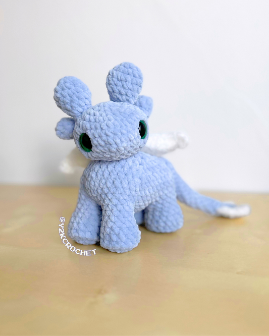 Arya the Blue Fury Dragon Plush - Handmade Dragon Plushie Snuggler