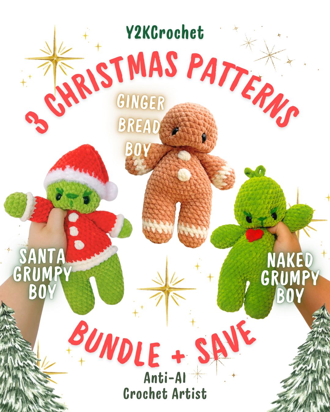 DIGITAL PATTERNS: 3 Christmas PDF Crochet Patterns - Bundle and Save