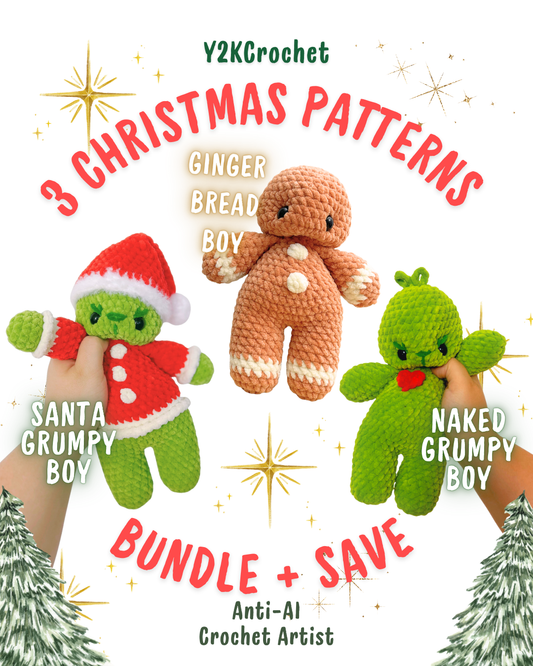 DIGITAL PATTERNS: 3 Christmas PDF Crochet Patterns - Bundle and Save
