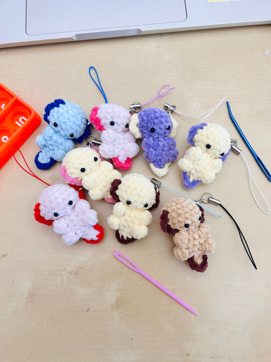 Crochet Axolotl Plushie Bag & Phone Charm