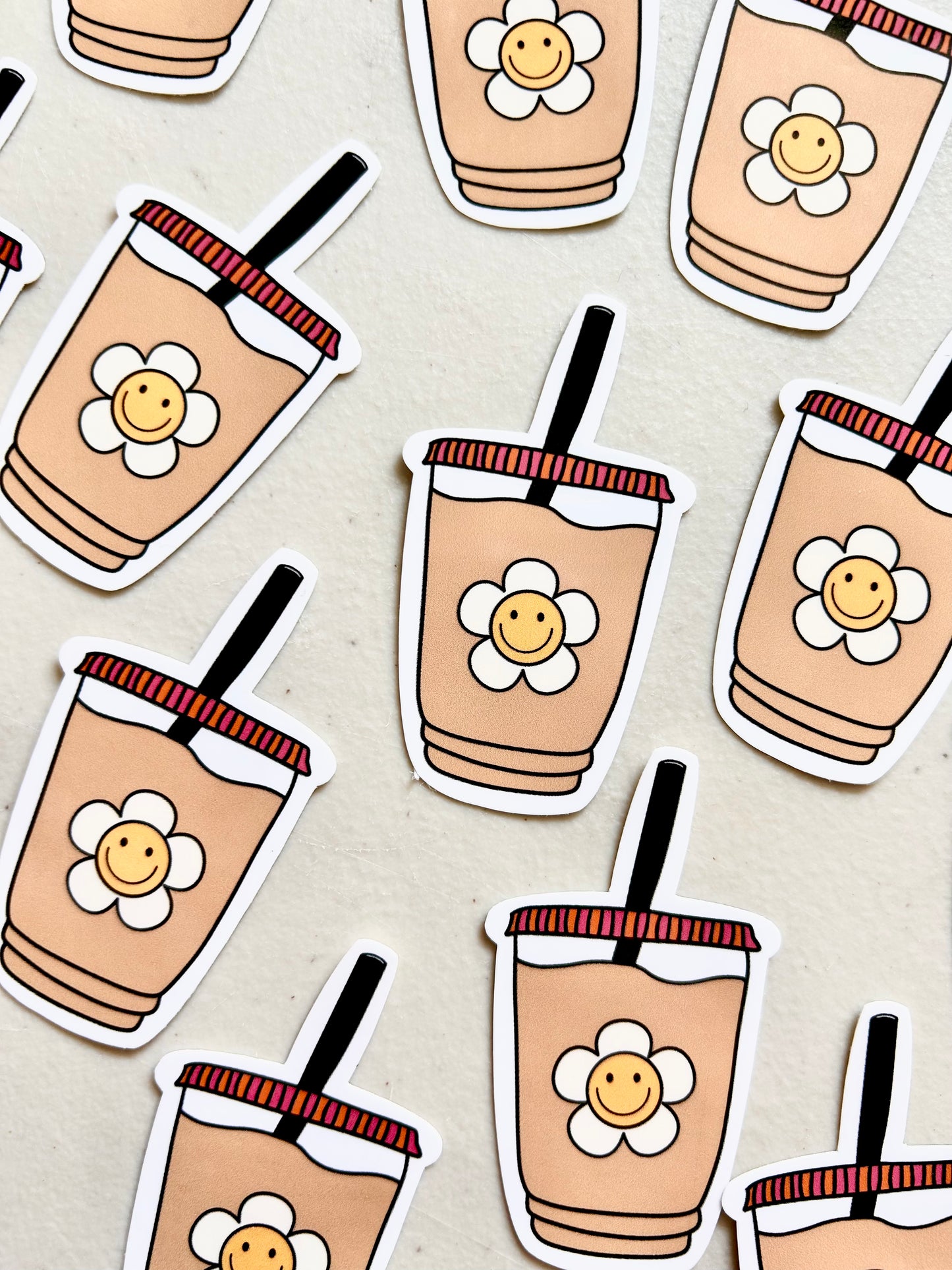 Flower Iced Coffee Sticker - Boho Laptop Sticker