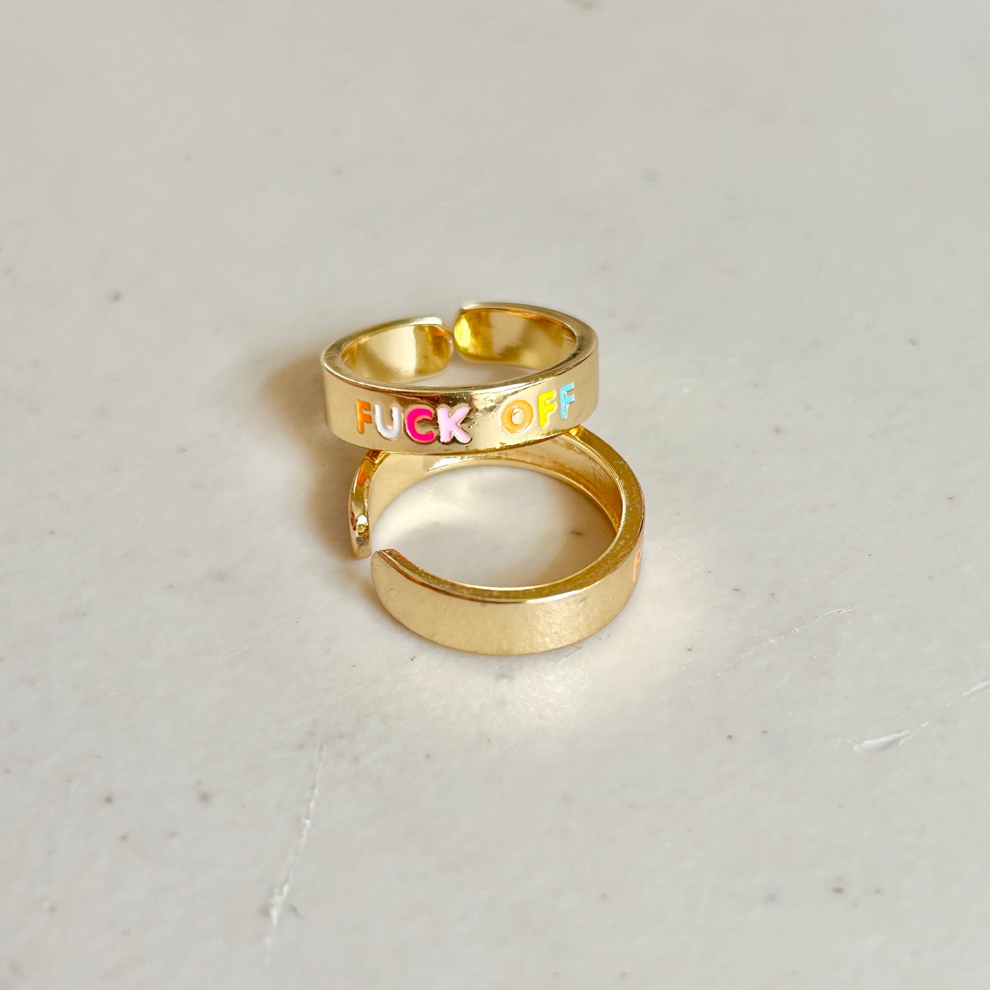 Fuck Off Adjustable Gold Ring