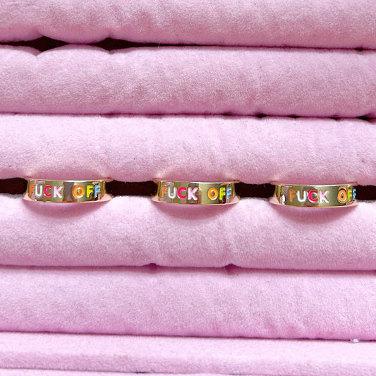 Fuck Off Adjustable Gold Ring